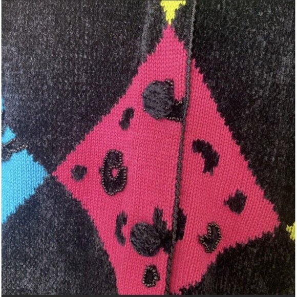 Jack B. Quick Womens 1X Sweater With Faux Fur Collar & Colorful Animal Print NWT - Picture 5 of 12